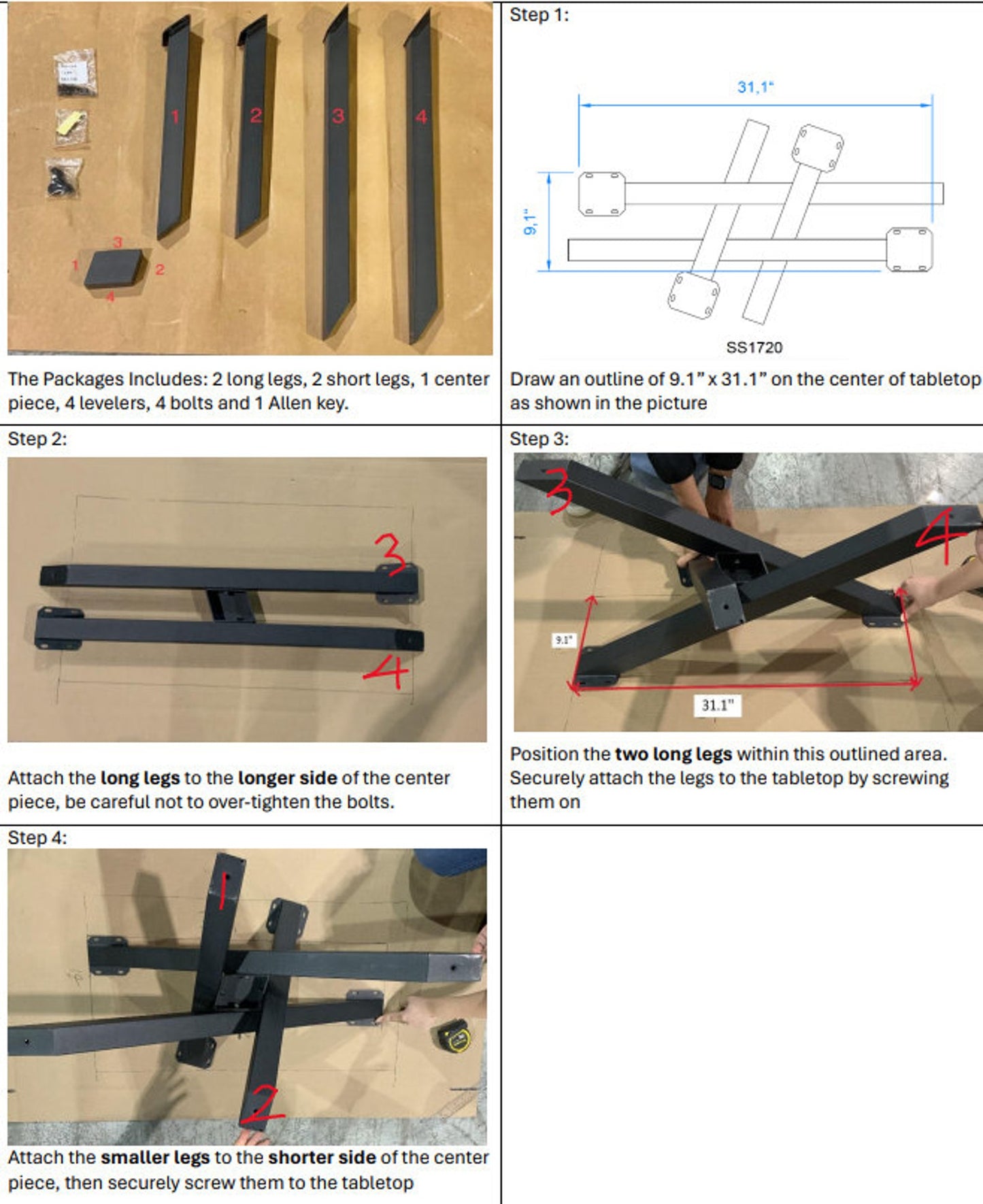 H16" COFFEE TABLE LEGS